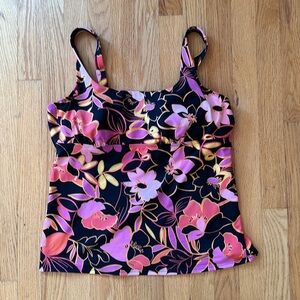 Lands End black floral tankini top 🖤🩷